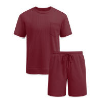 Traje deportivo de hombre con bloques de color, pantalones cortos de dos piezas, cuello redondo y camiseta de manga corta. - details 6