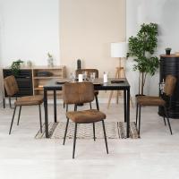 Juego de 2 Sillas de Comedor Vintage Tapizadas en Gamuza sin Reposabrazos con Patas Metálicas para Cocina Salón Dormitorio - details 1