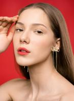 Pendientes de Cadena de Acero Inoxidable Dorado de 18K con Lazo Minimalistas y Dulces para Mujeres - details 5