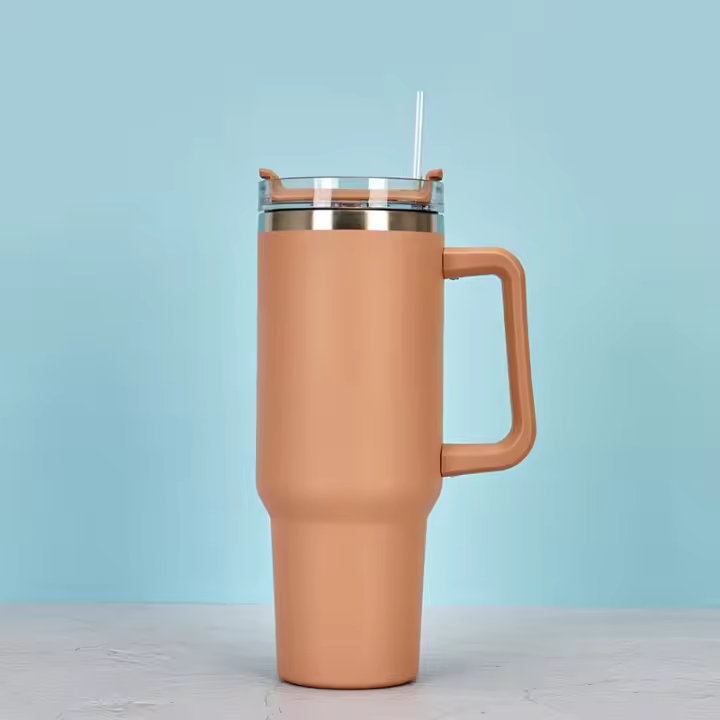 Termo de acero inoxidable de 40 onzas, gran capacidad, portátil, uso exterior, mango para coche, con tubo, para helado. - 1