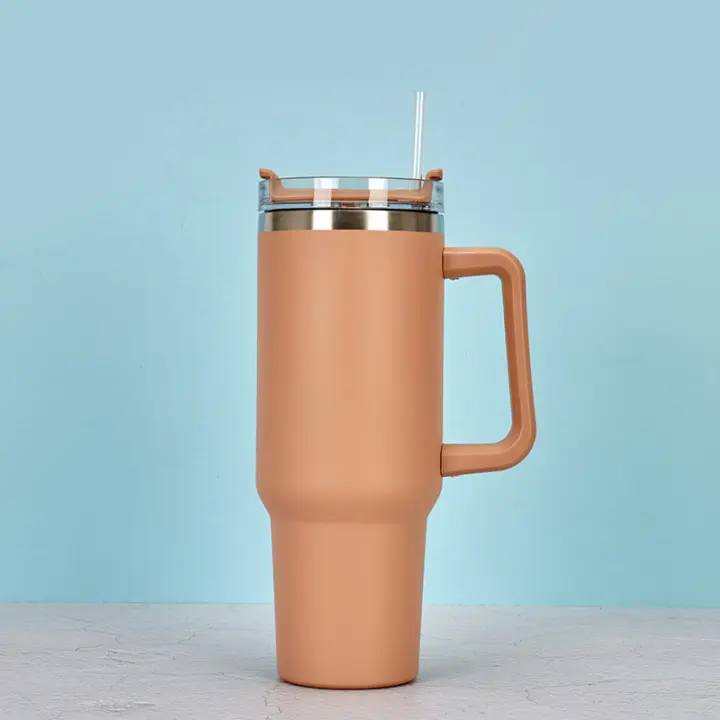 Termo de acero inoxidable de 40 onzas, gran capacidad, portátil, uso exterior, mango para coche, con tubo, para helado. - 1