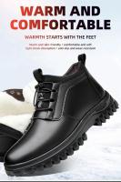 Botas de goma con suela para hombre, zapatos de nieve negros Martin para trabajo, botas de piel hasta el tobillo, botas de moda impermeables para invierno para hombre - details 7