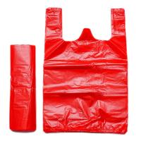 Bolsas de plástico rojas de 50 piezas con asa, bolsa de chaleco grueso para supermercado, tienda de comestibles, regalo, almacenamiento de compras, bolsa de basura de cocina - details 0