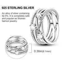 Precioso anillo de Plata de Ley 925 con líneas entrelazadas brillantes y pistas de estrellas, joyería para fiesta y boda, regalos para mujer y niña - details 2