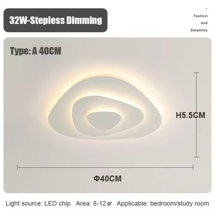 [1 año de garantía] TOMAX Lámpara de techo LED para dormitorio Moderno Simple Creativo Estilo nórdico geométrico Luz de tres colores Cambio de color Estudio Lámpara de habitación para niños Diseño invisible ultrafino Protección para los ojos - 1