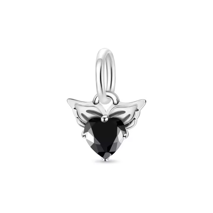 Colgante con cuentas de plata de ley 925, cuentas de mariposa y corazón negro, pulsera Original para fabricación de joyas, regalo del Día de San Valentín - 1