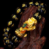Pulsera de obsidiana de regalo Pixiu Feng Shui de cobre puro que cambia de Color para hombre y mujer, amuleto de buena suerte hecho a mano, joyería - details 0