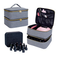 Organizador De Esmaltes De Uñas Portátil Doble Capa Para Amantes De Los Esmaltes De Uñas Bolsa De Almacenamiento Cosmético De Poliéster Con Cremallera - details 1