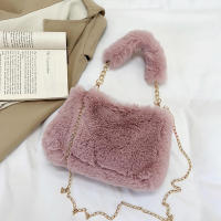 Bolso de mano de felpa con cadena pequeña, bandolera cuadrada de piel sintética, bolso de hombro esponjoso y cálido para compras, Otoño e Invierno - details 1
