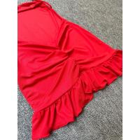 Vestido corto ajustado de verano, sexy, con tirantes finos, fruncido, espalda descubierta, lazo y volantes para mujer - details 15