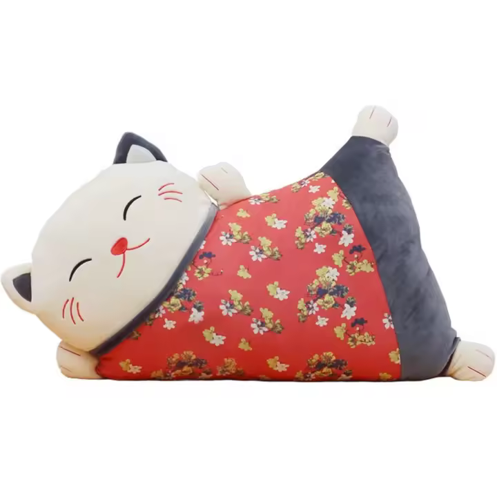 Almohada de algodón PP con forma de gato de la fortuna, cojín, juguetes de peluche de gato bonito, Protector de cintura, muñeco de peluche Kawaii, regalo de cumpleaños - 1