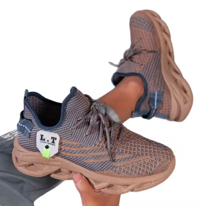 Zapatillas de coco transpirables de malla para hombre con suela suave para aumentar la altura de correr zapatos negros para papá - 1