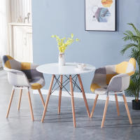 Sillas de comedor de tela de retales, sillón de oficina con asiento acolchado, patas de madera, muebles de cocina, 2 unidades por juego - details 8