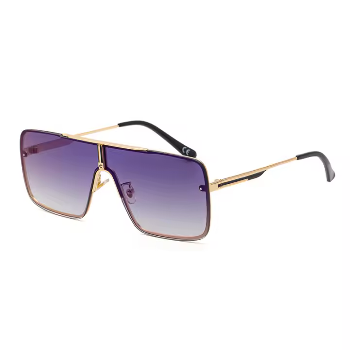 Nuevas gafas de sol de una sola pieza para hombre, gafas de sol con montura cuadrada grande roja de red a la moda, gafas de sol modernas y de calle para hombre 1272 - 1