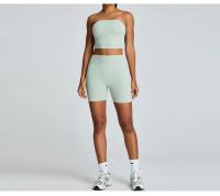 Conjunto de Yoga de Cintura Alta Ropa Deportiva de Nylon Antichoque para Mujeres Sin Mangas - details 14