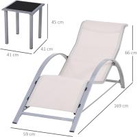 Conjunto de Tumbonas Exteriores de Jardín Dos Piezas con Mesa Auxiliar de Vidrio Templado - details 20