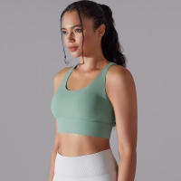 Sujetador de yoga para mujer, ropa interior que absorbe los golpes, correas cruzadas para los hombros, top corto Fiess, deportes a prueba de golpes - details 8
