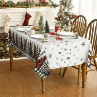Árboles de Navidad, cuadros de búfalo, decoración rectangular negra para comedor, mantel impermeable para mesa, suministros para fiesta de Navidad - details 3