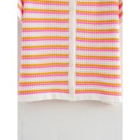 Top elegante de media manga con solapa para mujer, conjunto corto de cintura alta, camisa con estampado de rayas, pantalones cortos, traje a rayas a la moda para mujer - details 6