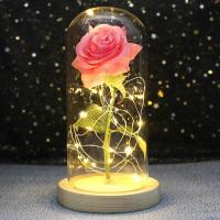 Rosa Bella y Bestia Rosa Eterna, Regalo Mujer Flores Artificiales con Luces LED, Flor Artificial de Lámina de Oro con Hojas - details 20