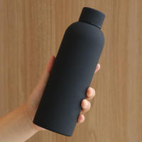 Botella de agua de acero inoxidable con acabado mate |   Botella de viaje aislada al vacío |   Botella de agua caliente y fría |   Botella de agua con acabado de goma lisa - details 5