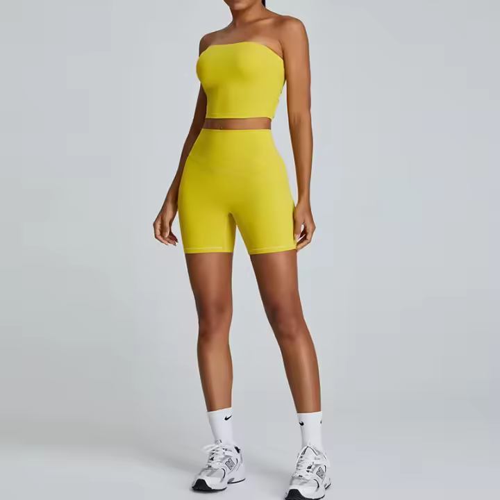 Conjunto de yoga de ropa deportiva de nailon instantáneo de impacto de cintura alta sin mangas para mujer - 1