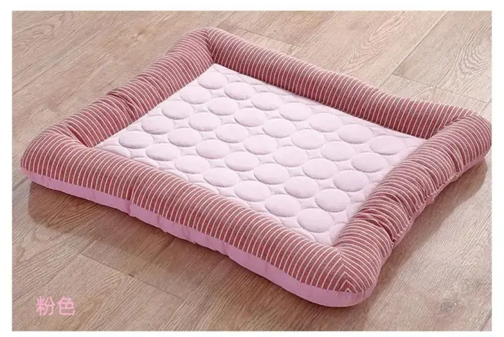 Cama con almohadilla de refrigeración para perros, gatos, cachorros, gatitos, manta fresca para mascotas, Material de seda de hielo suave para dormir en verano, rosa, azul, transpirable - 1