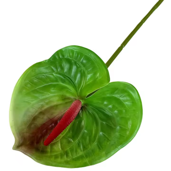 Anturio pequeño Artificial Multicolor, 60cm, planta de simulación de goma suave, accesorios para fotos, Palma roja de imitación de tacto Real, accesorios DIY - 1