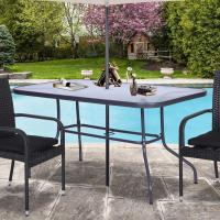 Mesa de Jardín Exterior de Metal Rectangular con Borde Curvado Capacidad de 70kg Vidrio Templado - details 1