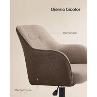Silla de estudio, giratoria, altura ajustable, carga de 110 kg, marco de acero, tela de algodón-lino transpirable, para estudio, dormitorio, marrón OBG019K01 - details 4