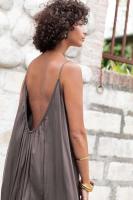 Novedad de verano, ropa informal holgada para mujer, vestido con tirantes de color liso, sevess, moda y elegante de fabricación china - details 5
