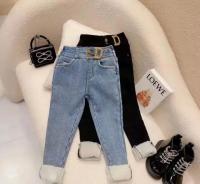 Jeans de Una Pieza de Peluche para Niñas en Otoño-Invierno Pantalones de Niña Moda para Tamaños Pequeño y Mediano - details 1