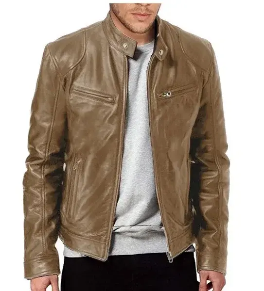 Chaquetas de cuero para hombre, americanas y elegantes, con elementos Punk Rock, cómodas y a la moda - 1