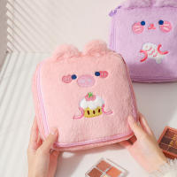 Bolso De Maquillaje Grande De Peluche Invierno Dibujos Animados Para Niñas Bolsa De Cosméticos Portátil Con Orejas De Conejo Bolsa De Lavado Y Estuche De Lápices - details 8