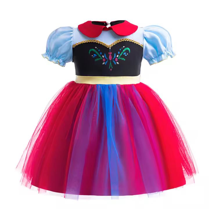 Vestido 100% de algodón para niña pequeña, ropa Coreana de Anna, Elsa, Princesa de hadas, fiesta de cumpleaños, bautizo - 1