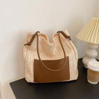 Bolso de mano de punto ahuecado de paja, bolso de hombro hecho a mano de gran capacidad, bolso de playa informal de diseñador para mujer - details 16