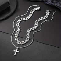 Collar de Cadena Cubana de Acero Inoxidable para Hombres y Mujeres, 2 piezas, Colgante Cruzado Iced Out, 13MM, Regalo de Moda Hip Hop - details 2