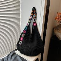 Bolso de mano de ganchillo de gran capacidad para mujer, bolsa tejida hueca ligera de estilo étnico, con correa bordada, tejido de algodón - details 28