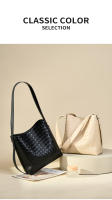 Bolso de hombro de cuero tejido a mano de gran capacidad a la moda bandolera bandolera bandolera para mujer - details 1