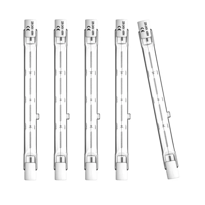 Luz de Inundación Halógena R7S Blanca Cálida Paquete de 5, 118mm, 400W, 230V para Iluminación de Paisaje - 1