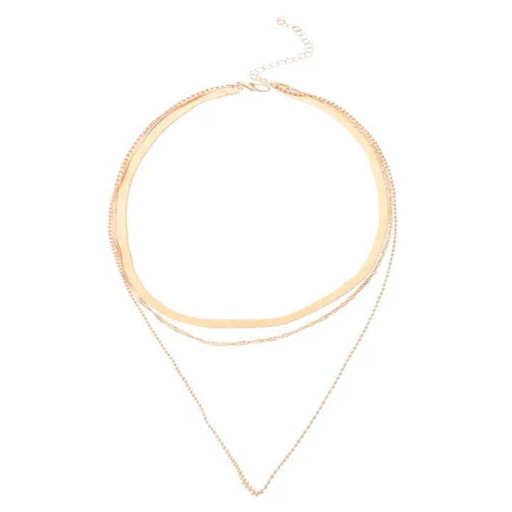 Nuevo collar multicapa con cuentas redondas de hueso de serpiente para mujer, collar de aleación personalizado Simple a la moda - 1