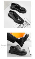 Zapatos derby de suela gruesa con punta cuadrada, zapatos negros de traje casual para jóvenes. - details 10