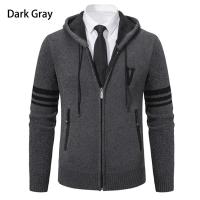 Chaqueta de suéter para hombre con forro de punto, cárdigan con capucha de otoño e invierno, chaqueta de suéter informal, ropa para hombre - details 25