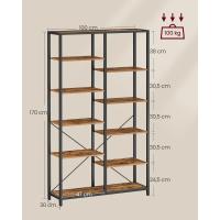 Estante de Libros de 5 Niveles Diseño Rústico Marrón y Negro Ideal para Sala, Baño, Cocina - details 2