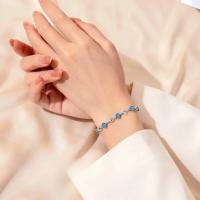 Pulsera de Plata Esterlina 925 en Forma de Corazón Brazalete de Cristal Azul Versátil - details 2