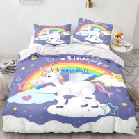Juego de Ropa de Cama con Dibujos Animados de Unicornio para Niños Funda de Edredón de Caballo Arcoíris Cubierta de Almohada para Cuna de Bebé Linens de Cama Encantadores - details 11