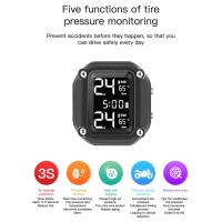 Sistema de supervisión de presión de neumáticos inalámbrico, TPMS con carga USB para motocicleta con 2 sensores externos, pantalla LCD Digital - details 19