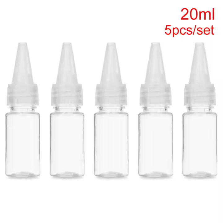 Transparente reutilizable con tapa a prueba de niños con tapa superior giratoria, botellas recargables, botellas cuentagotas vacías, dispensador de líquido, botellas exprimibles - 1