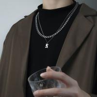 Cadena gruesa de doble capa para suéter, collar de acero de titanio para hombre, cadena de clavícula, collar con letras cubanas - details 0