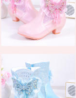 Botas de princesa para niñas Botas medianas cálidas para niños con lazo de pelo - details 12